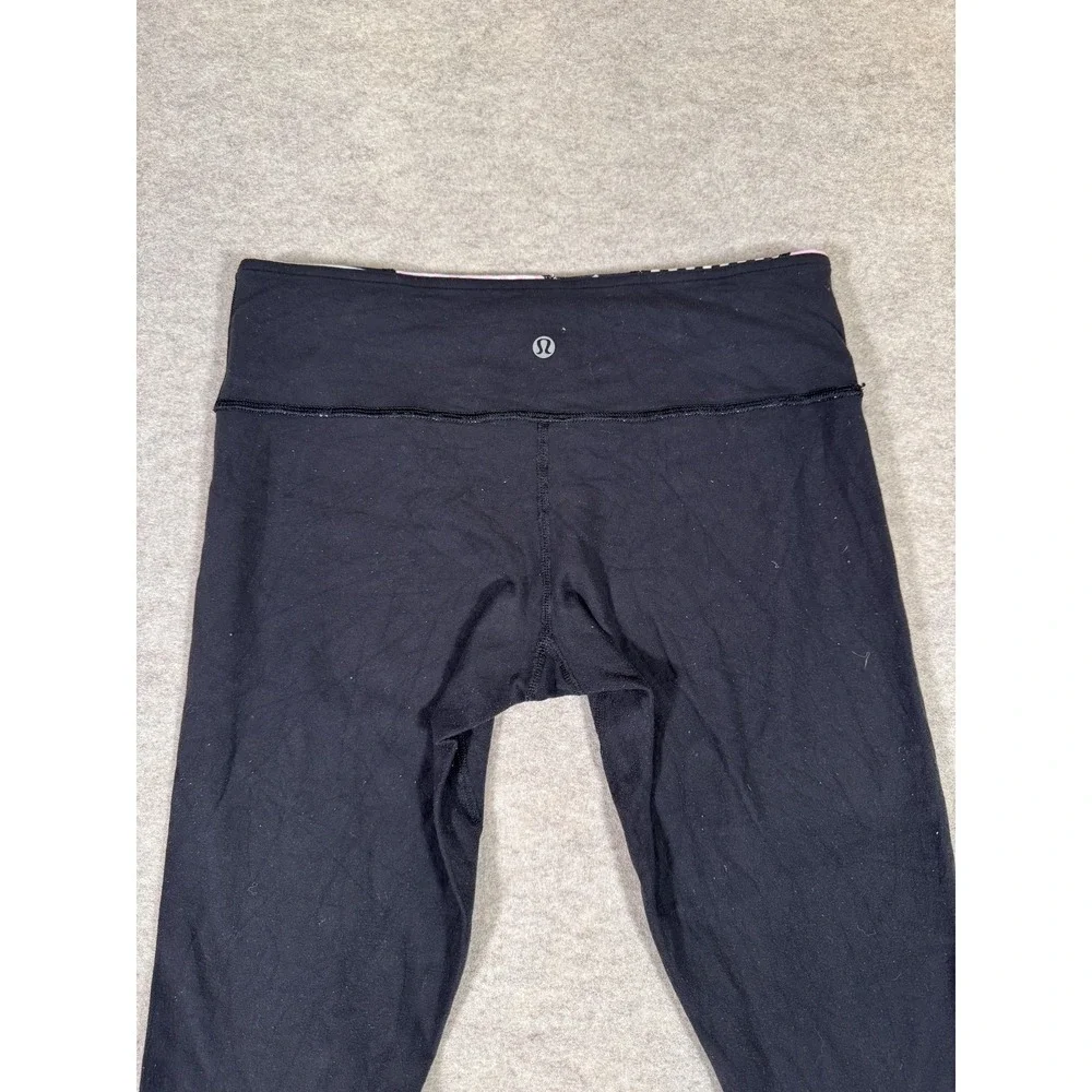 Lululemon Leggings Womens 8 Black Capri Foldover Waist Yoga Athletic Gym Stretch